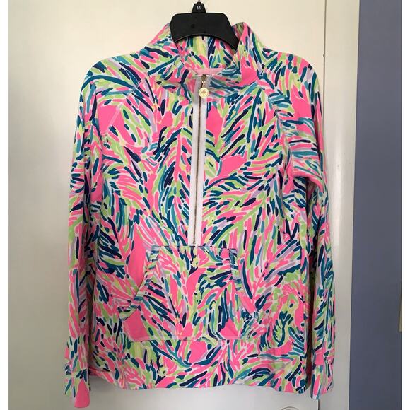 Lilly Pulitzer Skipper Popover Palm Reader Half Zip Small Sweatshirt Excellent!! - Picture 1 of 7